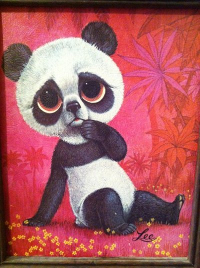 画像1: SAD BIG EYE PANDA BEAR Picture Art