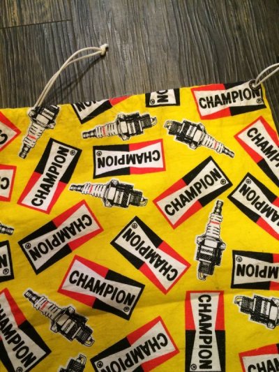 画像3: CHAMPION Bag  ビンテージ チャンピオン スパークプラグ モーターサイクル バッグ 総柄 コットン アメリカ雑貨 ヴィンテージ 60年代