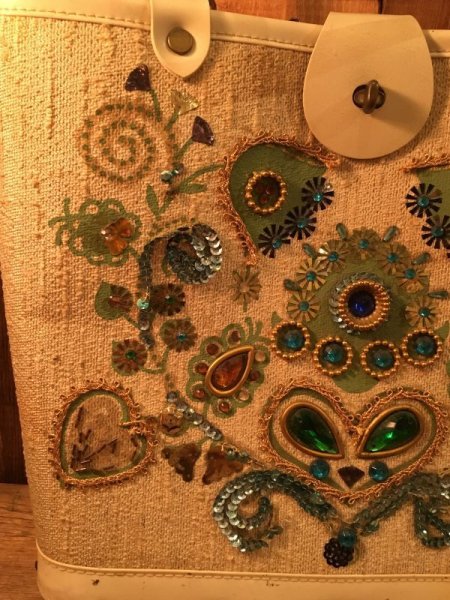 60年代頃の花柄デザインのコリンズ風ビーズバック
