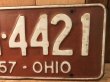 50年代、アメリカのオハイオ州のビンテージライセンスプレート(ナンバープレート)