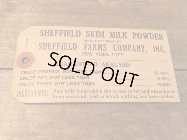 牛乳に付けていたビンテージの紙タグ
