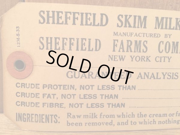 牛乳に付けていたビンテージの紙タグ