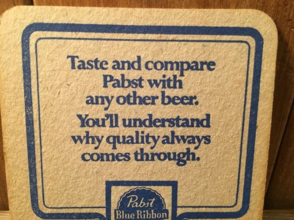 アメリカのビールメーカーのパブストブルーリボンのビンテージペーパーコースター