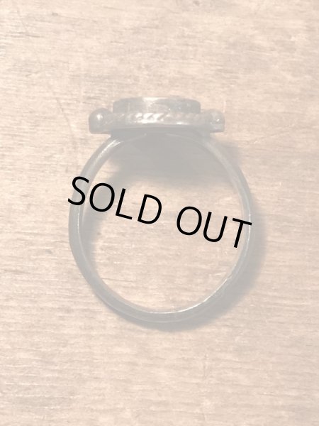 ターコイズのピースマークモチーフのビンテージリング