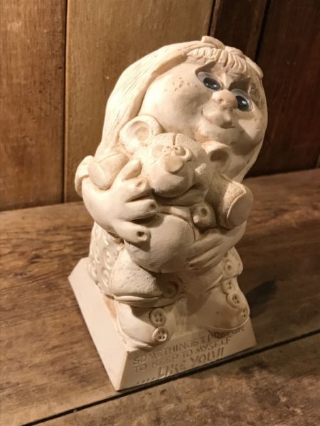 70年代頃のクマを抱いた女の子のビンテージメッセージドール