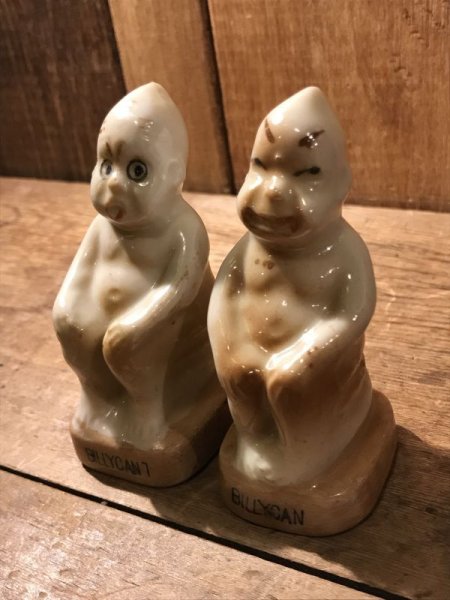 陶器製のビリケンさんのヴィンテージソルト&ペッパー