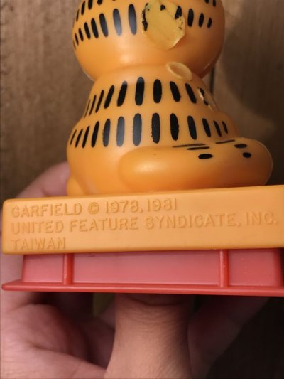 画像1: Garfield Plastic Message Push Toy　ガーフィールド　ビンテージ　プッシュトイ　メッセージ　80年代