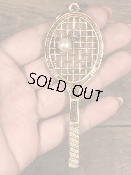 70年代頃〜のパールの玉が付いたテニスラケットのビンテージキーホルダー