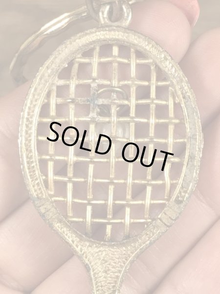 テニスラケットのエナメル加工のビンテージキーホルダー