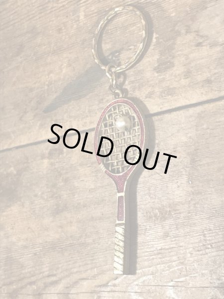 テニスラケットのエナメル加工のビンテージキーホルダー