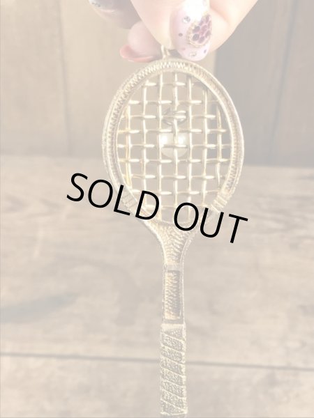 70年代頃〜のパールの玉が付いたテニスラケットのビンテージキーホルダー