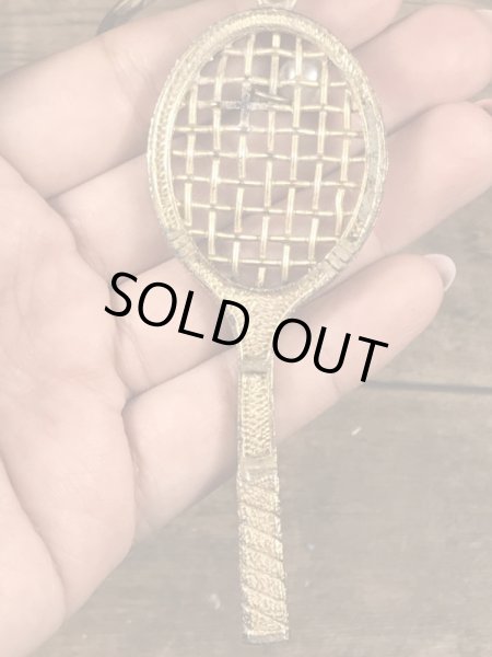 テニスラケットのエナメル加工のビンテージキーホルダー