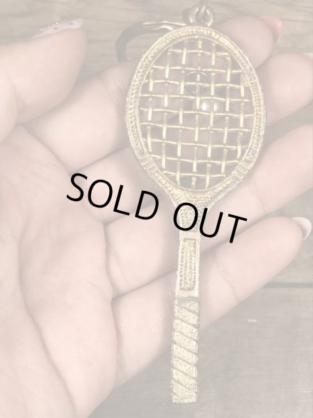 70年代頃〜のパールの玉が付いたテニスラケットのビンテージキーホルダー