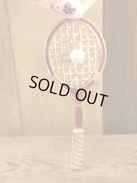 テニスラケットのエナメル加工のビンテージキーホルダー