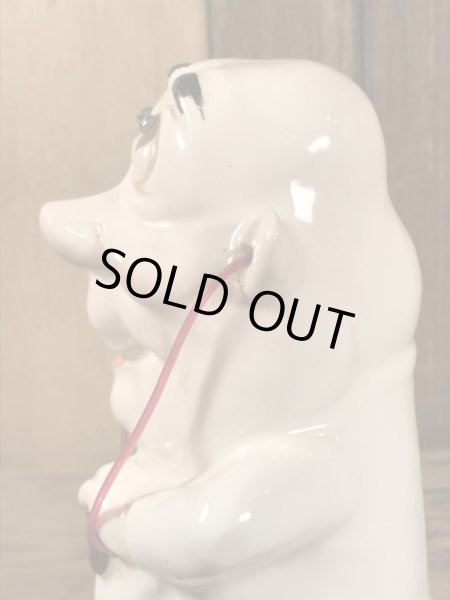 クレイス社製のラインストーンの目が付いたおじさんの60年代ビンテージセラミックフィギュア