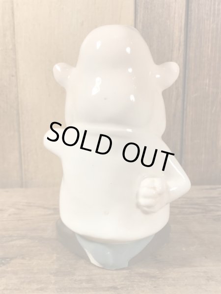 クレイス社製のラインストーンの目が付いたおじさんの60年代ビンテージセラミックフィギュア