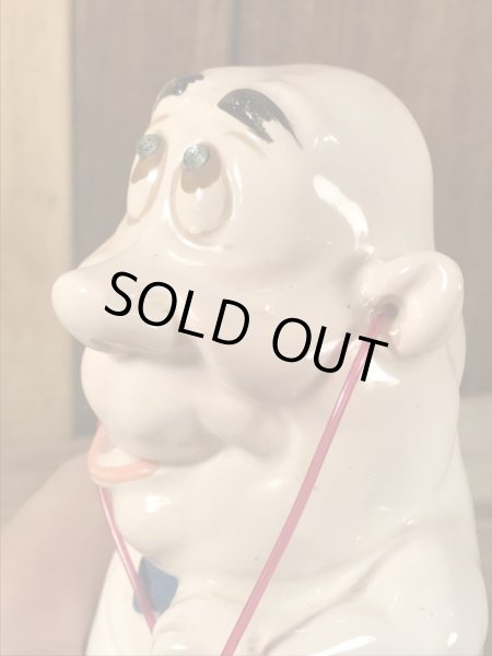 クレイス社製のラインストーンの目が付いたおじさんの60年代ビンテージセラミックフィギュア