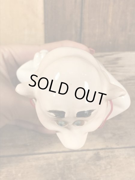 クレイス社製のラインストーンの目が付いたおじさんの60年代ビンテージセラミックフィギュア