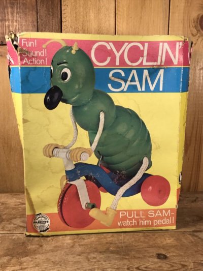 画像1: Kusan “Cyclin' Sam” Pull Toy　サイクリンサム　ビンテージ　プルトイ　イモムシ　60年代