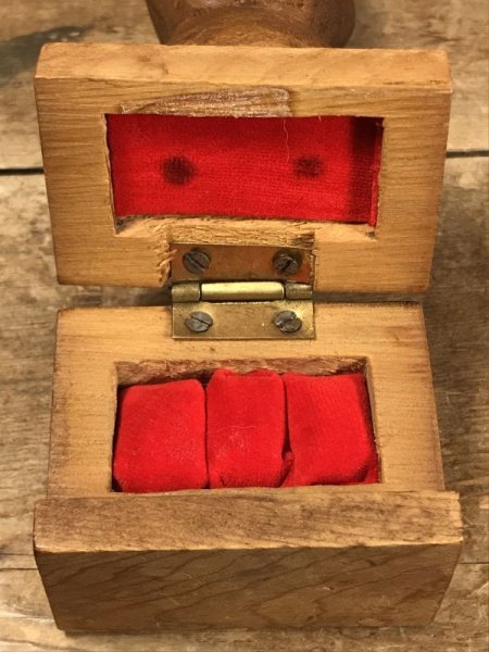 メロイックサインの木彫りの70’sヴィンテージアクセサリーボックス