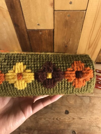 画像1: Flower Knitting Wool Bag　花柄　ビンテージ　手提げバッグ　毛糸　70年代