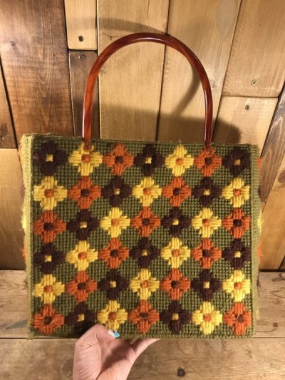 画像3: Flower Knitting Wool Bag　花柄　ビンテージ　手提げバッグ　毛糸　70年代