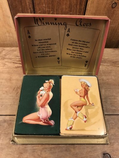 画像3: Winning Aces Pin-Up Girl Playing Cards in Box　ピンナップガール　ビンテージ　トランプ　箱入りセット　50年代