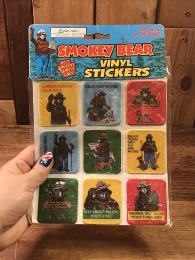 画像1: Smokey Bear Vinyl Stickers　スモーキーベア　ビンテージ　ビニールステッカー　アドバタイジングキャラクター　80年代〜