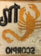 星座のさそり座が描かれた70年代ビンテージ刺繡ワッペン