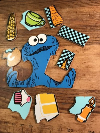 画像1: Playskool Sesame Street “Cookie Monster” Wooden Puzzle　クッキーモンスター　ビンテージ　パズル　セサミストリート　70年代