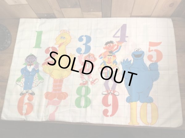 セサミストリートのキャラクターとナンバーが書かれた70’sヴィンテージピローケース