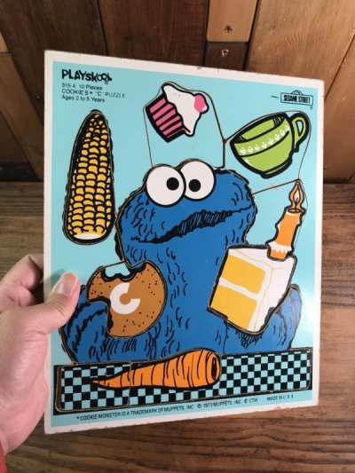 画像3: Playskool Sesame Street “Cookie Monster” Wooden Puzzle　クッキーモンスター　ビンテージ　パズル　セサミストリート　70年代