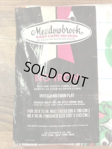 セサミストリートのキャラクターと数字が描かれた70年代ビンテージツインフラットシーツ