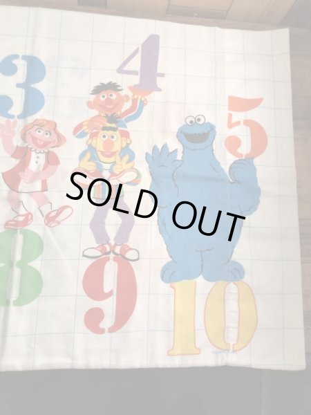 セサミストリートのキャラクターと数字が描かれた70年代ビンテージ枕カバー