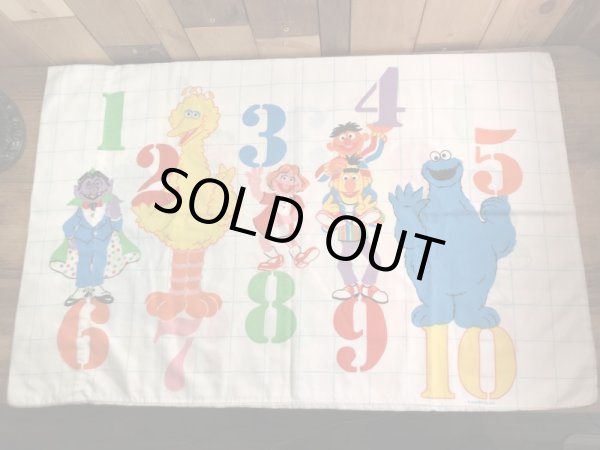 セサミストリートのキャラクターとナンバーが描かれた70’sヴィンテージピローケース