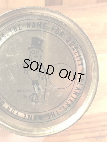 企業キャラクターのミスターピーナッツの70年代ビンテージブリキ缶