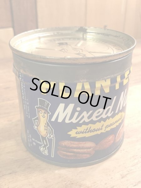 企業キャラクターのミスターピーナッツの70年代ビンテージブリキ缶