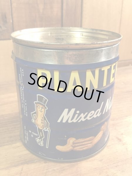 企業キャラクターのミスターピーナッツの70年代ビンテージブリキ缶