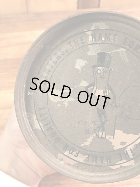 企業キャラクターのミスターピーナッツの70年代ビンテージブリキ缶