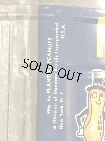 企業キャラクターのミスターピーナッツの70年代ビンテージブリキ缶