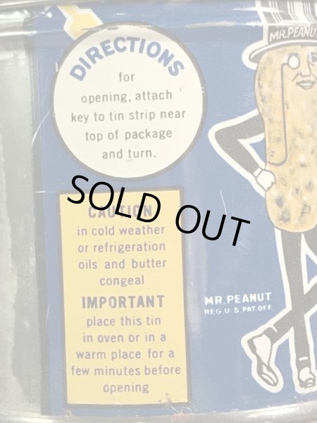 企業キャラクターのミスターピーナッツの50年代ビンテージブリキ缶