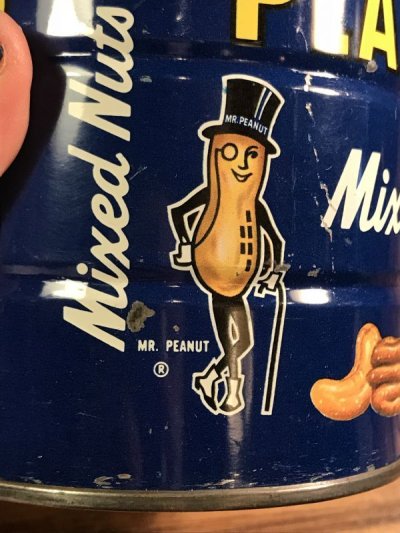 画像1: Planters Mr Peanut “Mixed Nuts” Tin Can　ミスターピーナッツ　ビンテージ　缶　企業キャラクター　70年代
