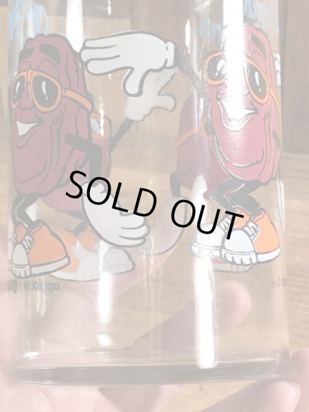 企業キャラクターのカリフォルニアレーズンの80年代ビンテージグラスコップ