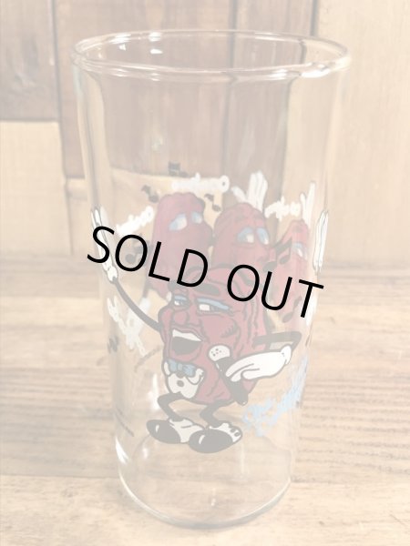 企業キャラクターのカリフォルニアレーズンの80年代ビンテージグラスコップ