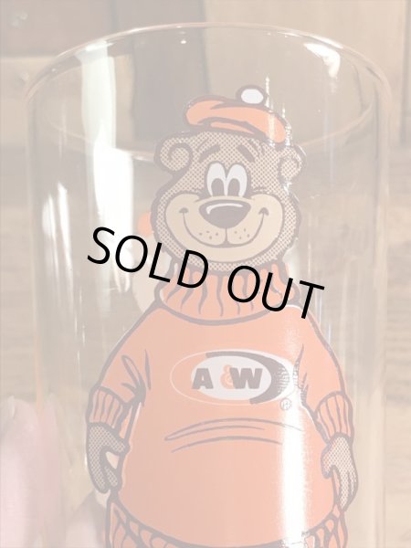 アメリカのファーストフード店A&Wベアの70年代ビンテージガラスコップ