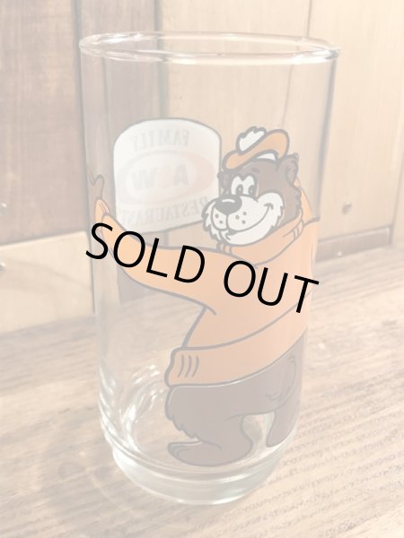 アメリカのファーストフード店A&Wベアの70年代ビンテージガラスコップ