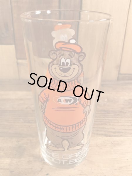 アメリカのファーストフード店A&Wベアの70年代ビンテージガラスコップ