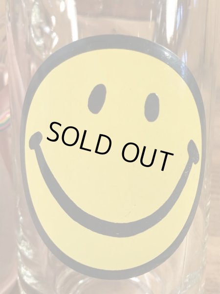 スマイルが描かれたガラス製の70年代ビンテージビアジョッキ