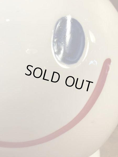 スマイルフェイスのセラミック製の70’sヴィンテージコインバンク