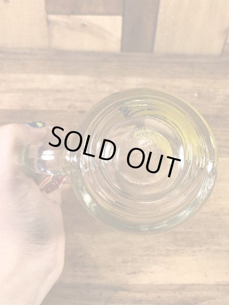 スマイルフェイスが描かれたガラス製の70’sヴィンテージジョッキグラス